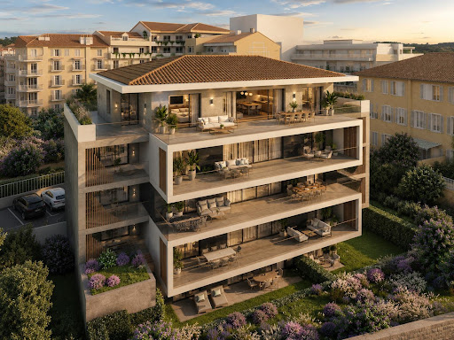 Modern building with balconies and garden in this luxury property for sale in Cannes ($1,944,521 - 127 m²)