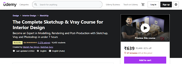 The Complete Sketchup & Vray Course for Interior Design By Udemy