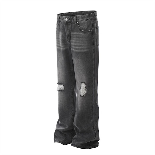 Title 2, Mens Punk Style Ripped Denim Jeans Old Fashion...