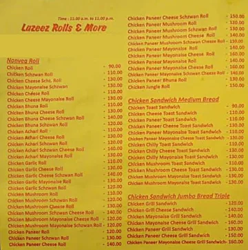 Lazeez Rolls & More menu 