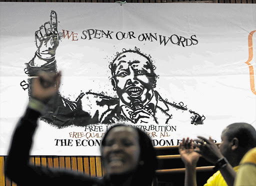 Delegates sing the praises of the disgraced president of the ANC Youth League, Julius Malema, during elections for the Western Cape branch of the organisation in Cape Town. Picture: ESA ALEXANDER