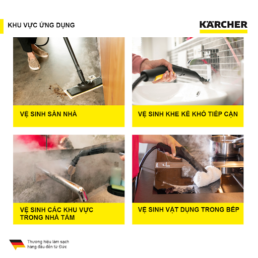 Máy làm sạch bằng hơi nước Karcher SC 5 Easyfix EU công suất nhiệt 2200w với hiệu quả làm sạch 150 m2