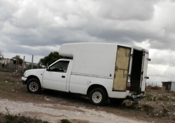 The delivery van that was recovered shortly after it was hijacked in Motherwell on Monday morning