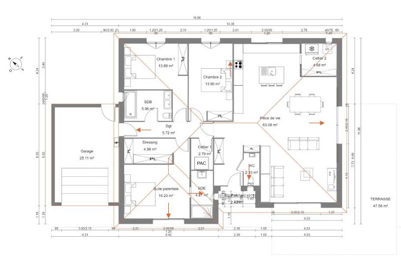  Vente Terrain + Maison - Terrain : 1 200m² - Maison : 137m² à Launaguet (31140) 