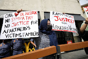 Police react to Abdullah Haron Foundation demonstrators outside the Groote Kerk in Cape Town ahead of the state memorial service of the late statesman, FW de Klerk on Sunday