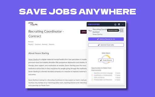 Swooped - Job Search Tracker, Resume Optimization, and AI Cover Letters