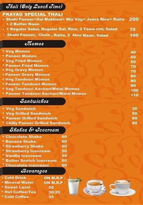 Prayag Family Restaurant menu 