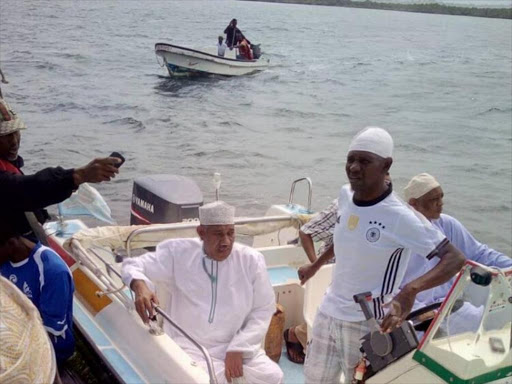 Lamu Governor Issa Timamy at the scene of a boat accident that left nine people dead, June 20, 2017. /CHETI PARXIDES