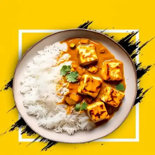 Kadhai Paneer With Rice And Salad