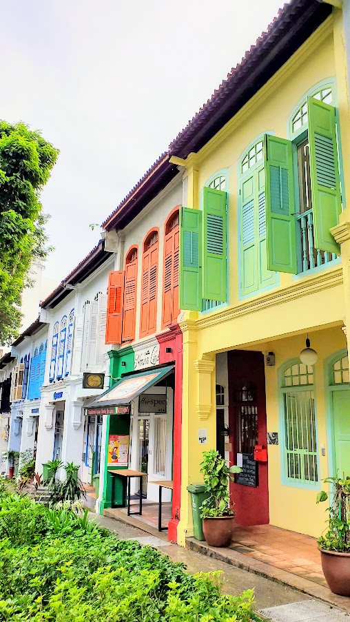 Peranakan Style Buildings in Singapore: some examples of Peranakan shophouses from Teo Hong Road and Bukit Pasoh Road (where a scene from Crazy Rich Asians was filmed) and Cantonment Road /close to Neil Road