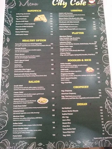 City Cafe menu 