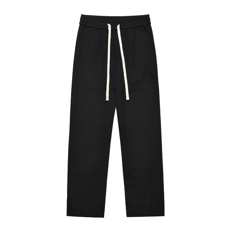 Pantalon de costume décontracté rétro américain à fente arrière et poitrine, style casual, idéal pour un look confortable et tendance.