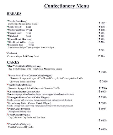 Flurys menu 