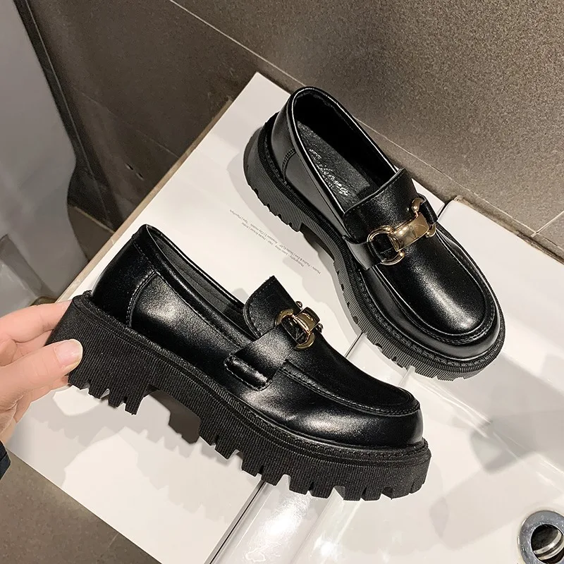 Title 5, Dames leren plateau schoenen met dikke hak, per...