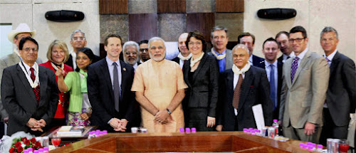 US members of congress and businesspersons visited Gandhinagar in March 2013 to learn about Modi’s economic policies.. pti