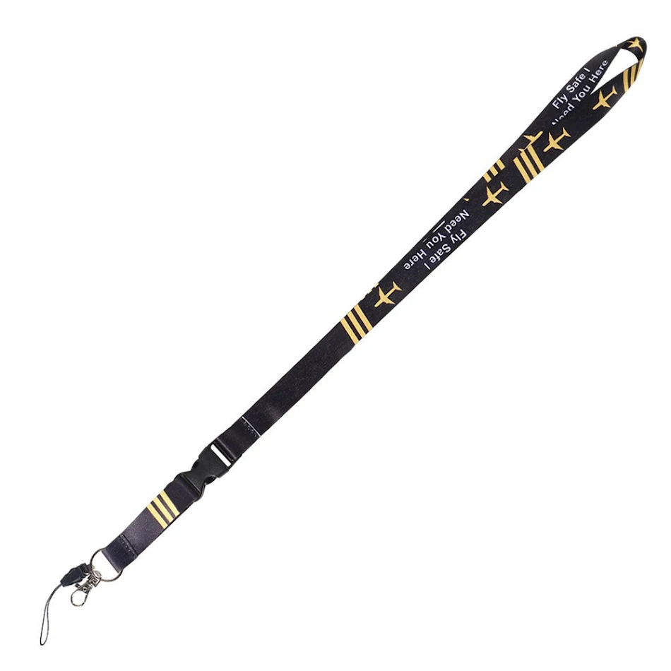 Lanière de téléphone portable pilote noir, jaune et blanc. Sangle pour carte d'identité. Gardez votre téléphone à portée de main, pratique et élégant.