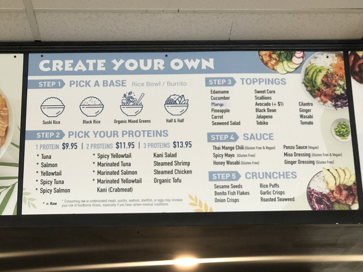 F&F Poke Bowl gluten-free menu