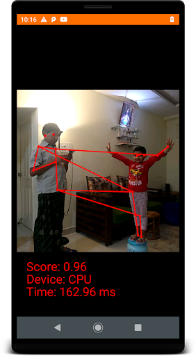 Screenshot Tensorflow Lite Posenet Demo