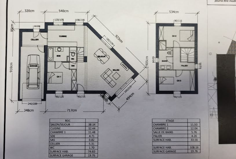  Vente Terrain + Maison - Terrain : 1 526m² - Maison : 108m² à Pornic (44210) 