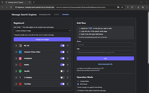 PopSearch - 選択した文字をお気に入りのサイトですぐに検索 screenshot 5