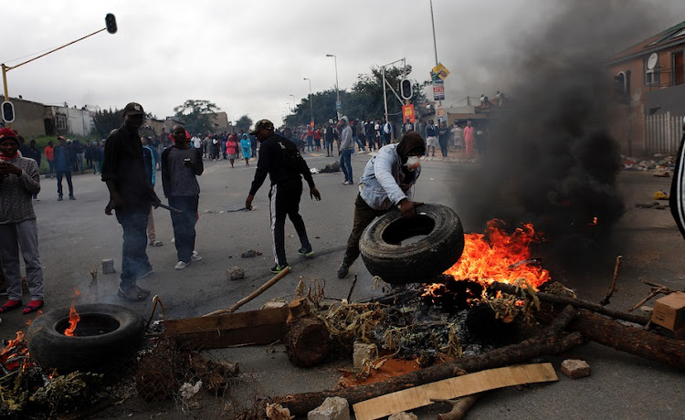 Angry residents in Alexandra township during earlier protest action over poor service delivery.