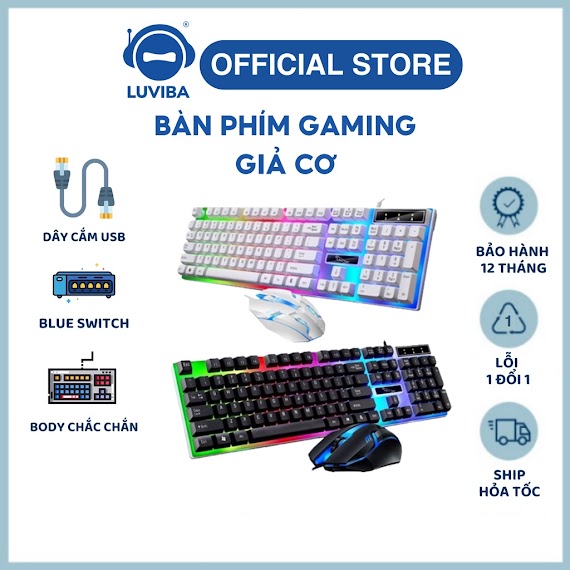 Bàn Phím Máy Tính Có Dây Laptop Giả Cơ Gaming Led Giá Rẻ Cute Luviba Bp01