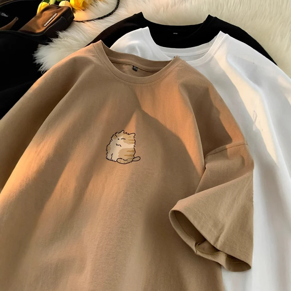 Youth Oversize Versatile Loose Round Neck Half Sleeve top, perfect for everyday wear, offering comfort and a relaxed, st