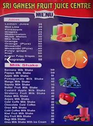 Sri Ganesh Fruits Juice Center menu 2