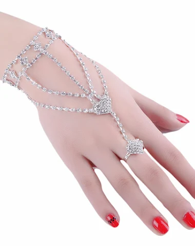 Bracelet de doigt nœud en strass pr - 0