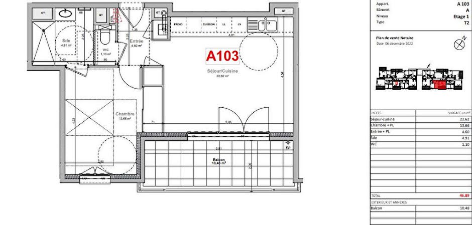 Vente appartement 2 pièces 46.89 m² à Thonon-les-Bains (74200), 221 000 €