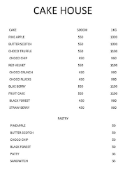 Cake House menu 1