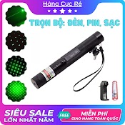 Đèn Laser Chiếu Tia Laze Siêu Mạnh Siêu Sáng, Pin Li - Ion 3V7, Bộ Sạc 18650, Chìa Khóa, Giấy Hdsd, Hộp Đựng