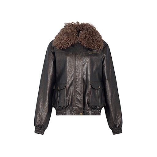 Title 8, Brown gold loose fitting leather clothes for wo...
