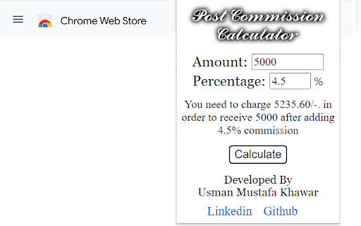 Post Commision/Tax Calculator