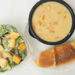 Soup & Small Caesar Salad with Garlic Roll