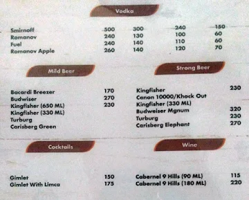 Hotel Muktangan menu 