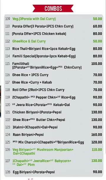 Families Food Court menu 