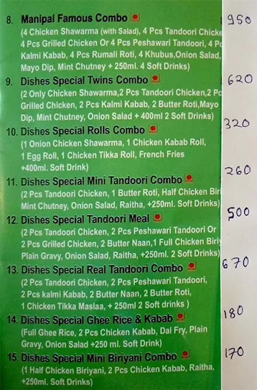 Dishes Family Restaurant menu 