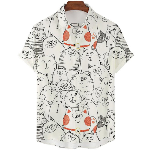 Title 6, Mens Fashion Casual 3D Digital Print Loose Shi...