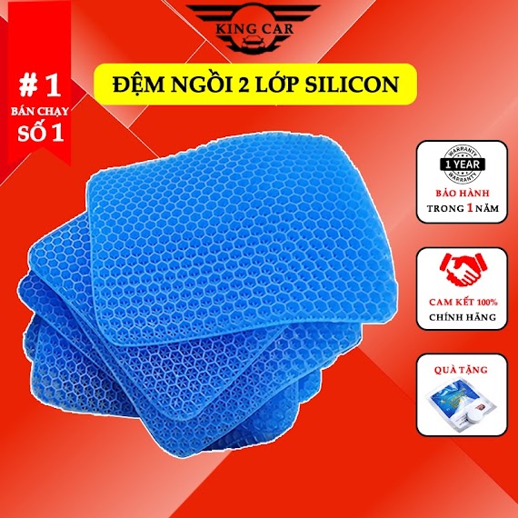 Đệm Ngồi Thoáng Khí Kingcar Chống Trĩ 3D 2 Lớp Đệm Gel Tổ Ong Lót Ghế Trên Ô Tô Giúp Tuần Hoàn Máu, Chống Đau Mỏi Lưng