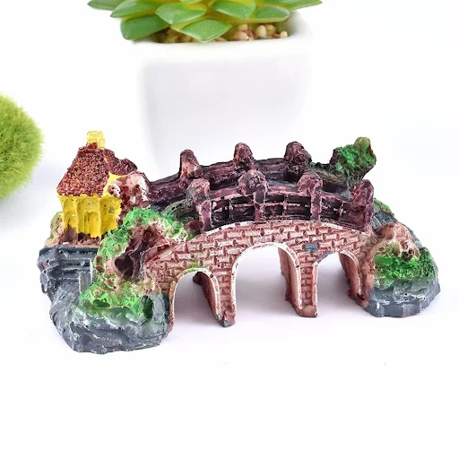 Aquarium Fish Tank Decor Rockery And Bridge Aquarium Ornaments Bridge Pavilion Tree Rockery Landscaping Accessories