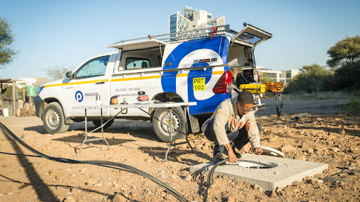 A total of 840km of fibre was laid between the Namibian border and Lobatse.