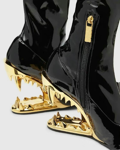 Title 6, Metal Hollow Side Zipper High-top Patent Leathe...
