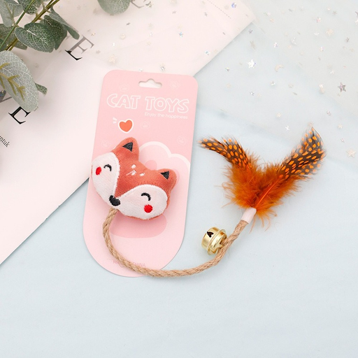 Fun cat toy feather bell containing cat mint cat doll pet hemp rope teeth grinding stick self hi little cat supplies