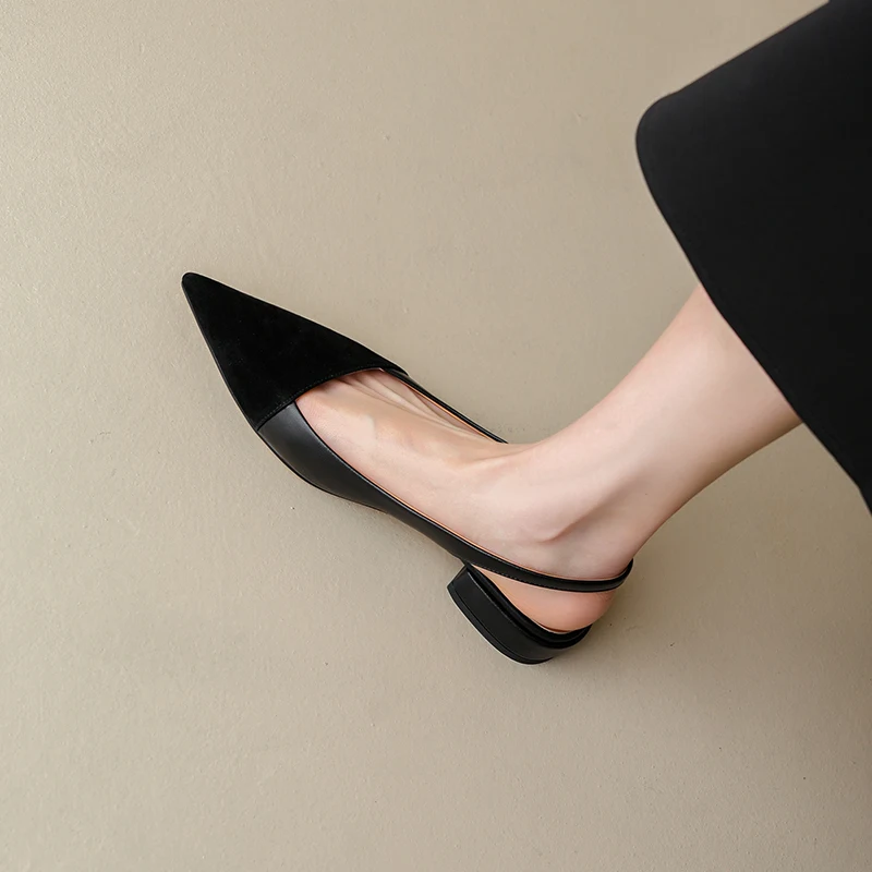 Title 5, Ballerines en cuir à talon épais et blocs de co...