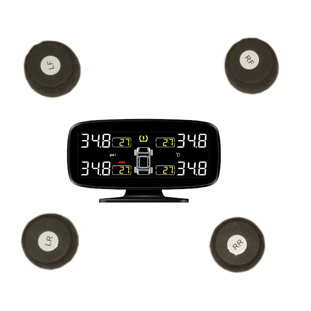 お得✨タイヤ空気圧監視システムモニター、4 外部センサー付きワイヤレス LED