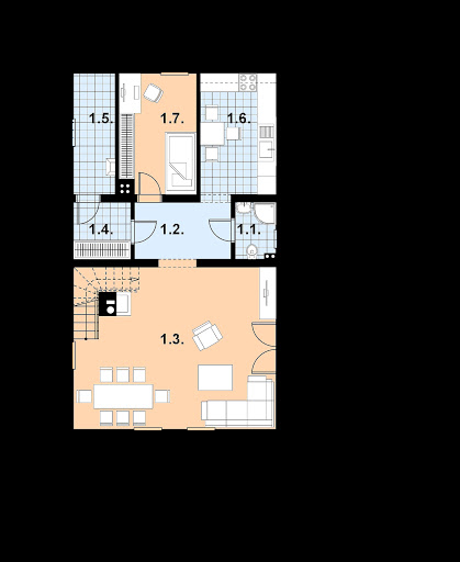 L-80 szkielet drewniany - Rzut parteru