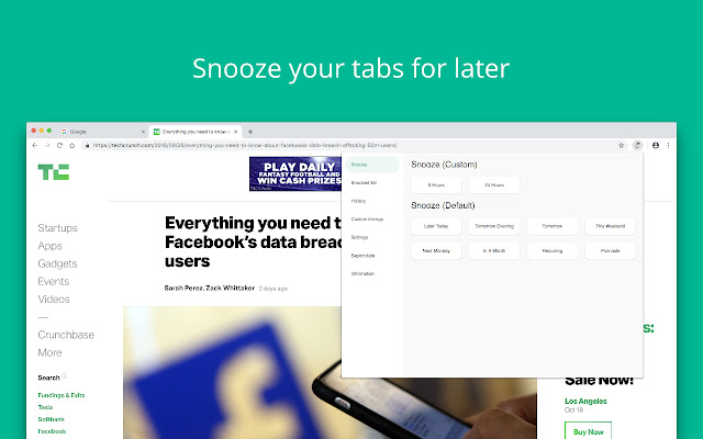 Snooze Tabby chrome extension