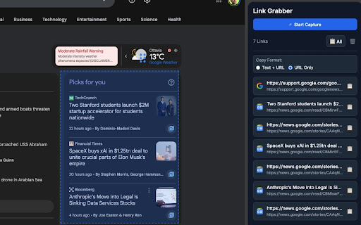 Link Grabber & Dashboard screenshot 1