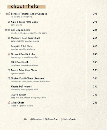 Madam Chutney menu 